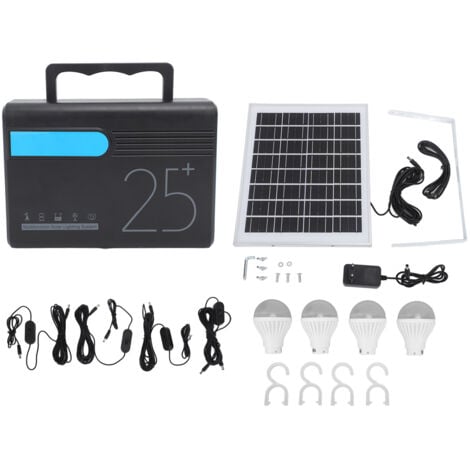 Jeffergarden Estación de energía portátil de 12 V Generador solar Panel solar Fuente de alimentación móvil para iluminación exterior Carga de teléfono celular Enchufe de la UE 100-240 V