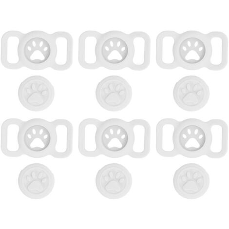 Jeffergarden ‌Étui Airtag collier animal - 6 pièces blanc, silicone - Sécurité et style pour animaux domestiques‌