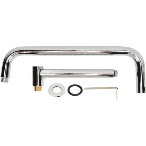 Jeffergarden Extension de pomme de douche avec bride bras de douche en forme de S support mural tuyau de douche rotatif en acier inoxydable pour salle de bains galvanoplastie