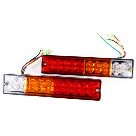 Jeffergarden Feu arrière LED, 2 pcs 12V/24V LED feux de recul, 20 LED clignotants étanches pour camion remorque caravane (12V)