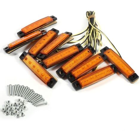 Jeffergarden Feu de gabarit latéral à 10 LED (6 LED) pour camion, fourgonnette, caravane, poids lourd, lumière ambre