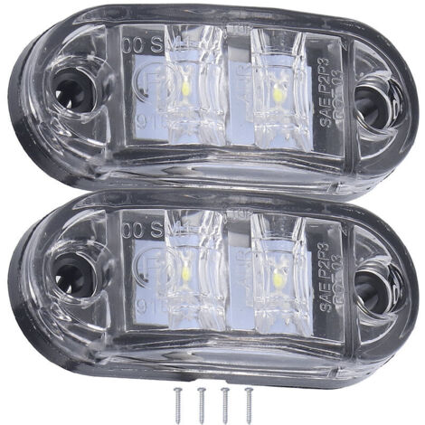 Jeffergarden Feu de position latéral à 2 LED 10-30 V, clignotant haute luminosité pour voitures, camions, remorques et camping-cars, blanc