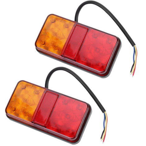 Jeffergarden Feux arrière universels 10 LED 10-30 V pour camion, feux arrière rouges et jaunes
