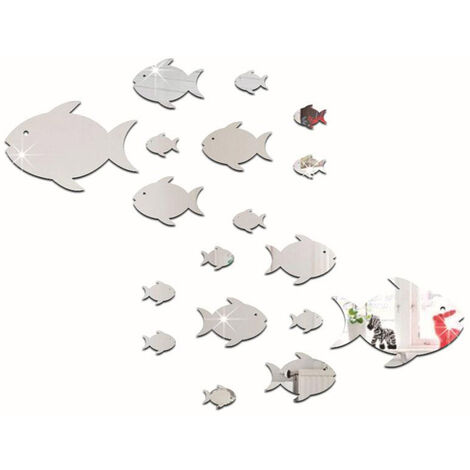 Jeffergarden Fish School Stickers Muraux Chambre Salon Toile de Fond Décoration Murale (Argent D)