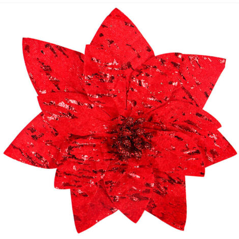 Jeffergarden Fleur de Noël rouge de 16 cm avec motif floral à l'ail