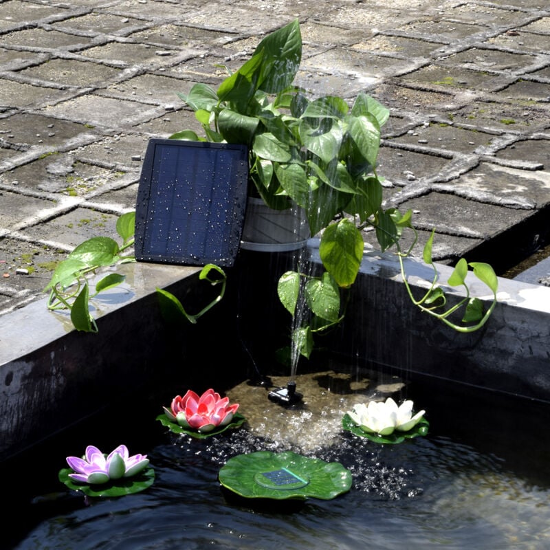Jeffergarden - Fontaine décorative enfichable avec panneau solaire et pompe à eau 9 v 2,5 w