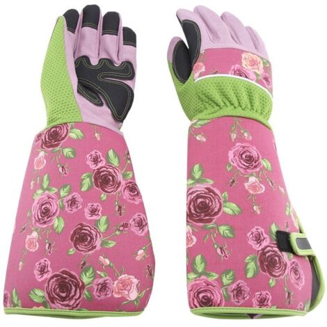 Jeffergarden Gants de jardinage longs pour l'élagage des roses, résistants aux perforations, pour le travail et la cour (rose)