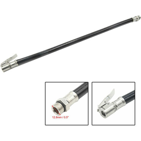 Jeffergarden – Gonfleur de pneu à air automatique – Tuyau en caoutchouc 375mm – Clip de verrouillage – Compatible manomètres de pneus voiture