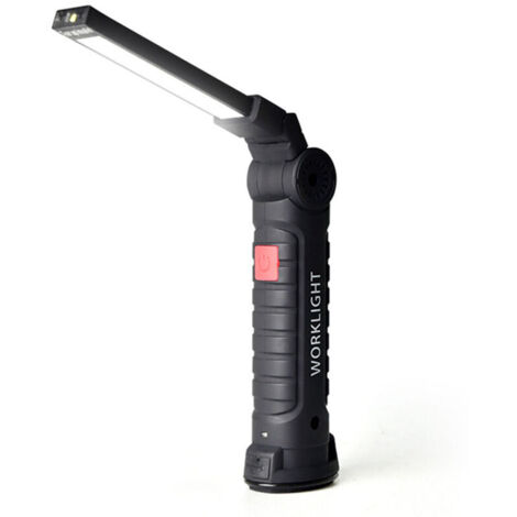 Jeffergarden Grande lampe de poche LED magnétique USB, multifonctionnelle, forte lumière d'avertissement, lampe de travail pour la réparation automobile