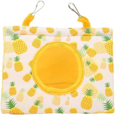 Jeffergarden Hamac pour Perroquet Triangle Polyester Motif Ananas Jaune Nid d'oiseau Lit avec Trou et 2 Crochets pour Quatre Saisons S Ananas Jaune