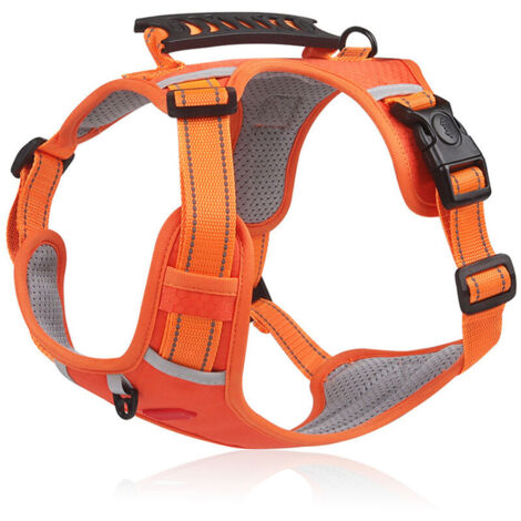 Jeffergarden Harnais laisse réfléchissant pour chien - Orange taille L, respirant et sécuritaire - Voyage/extérieur