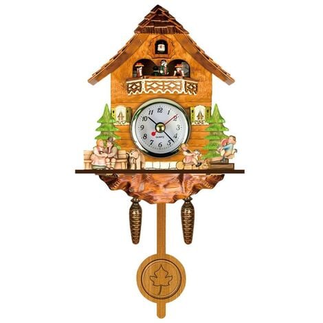 Horloge Décorative Pendule à Coucou Arbre Maison Horloge Murale Art Décoration Vintage Pour