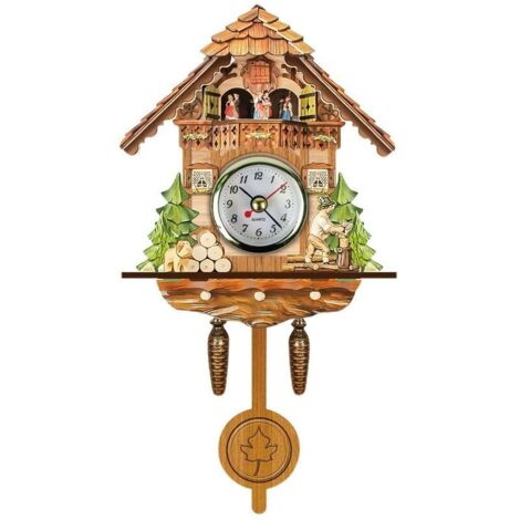 Jeffergarden Horloge à coucou Antique en bois, horloge murale pour nichoir, décoration de maison, horloge à coucou suspendue, cloche à balanoire automatique, pendule, décoration de maison