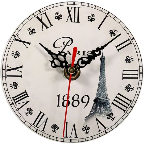 Jeffergarden Horloge murale Antique créative, horloges rondes en bois de Style Vintage, décoration de bureau à domicile (6)
