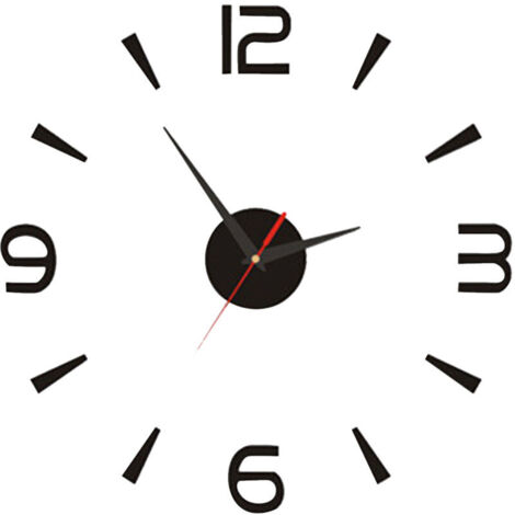 Jeffergarden Horloge murale bricolage 40 cm petite noire moderne Simple Style européen silencieux acrylique sans cadre bricolage horloge murale 3D