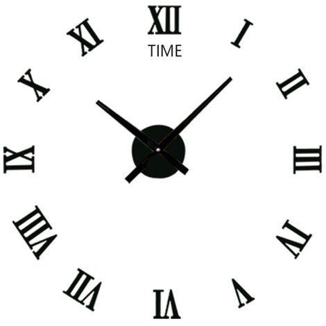 Jeffergarden Horloge murale silencieuse 3D moderne en acrylique noir, auto-adhésive, pour salon et maison