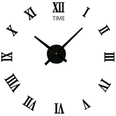 Jeffergarden Horloge murale silencieuse 3D moderne en acrylique noir, auto-adhésive, pour salon et maison