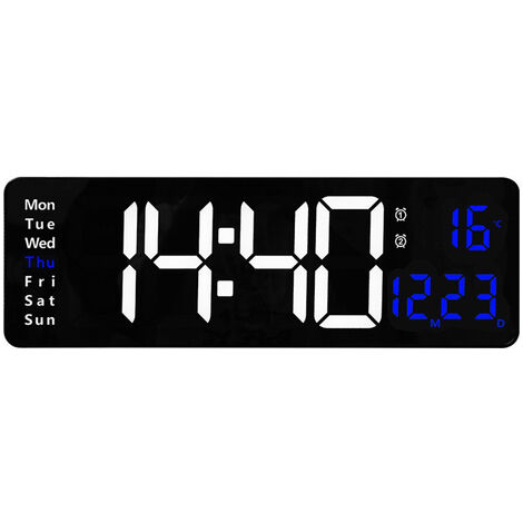 Jeffergarden Horloges Murales LED Grand écran, Horloge Murale Numérique pour Salon, Bureau, Salle de Classe, Salle de Sport, Décoration de Magasin (C)