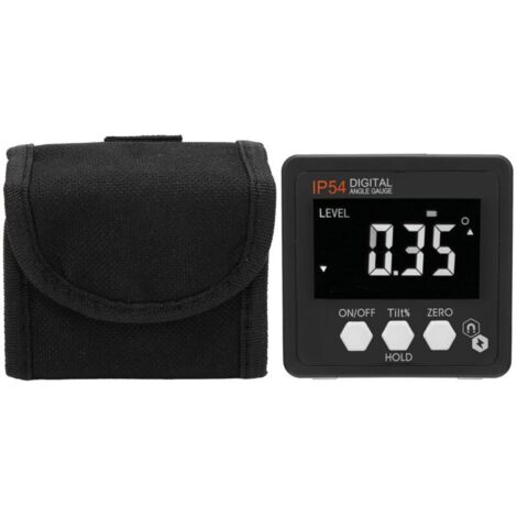 Jeffergarden Inclinomètre numérique à angle 4x90° avec écran LCD, boîtier d'inclinaison, blanc sur noir, IP54, blanc sur noir