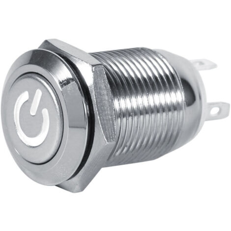 Jeffergarden Interrupteur à bouton-poussoir de puissance 12mm, étanche, métal, Type momentané, LED blanche, 3V