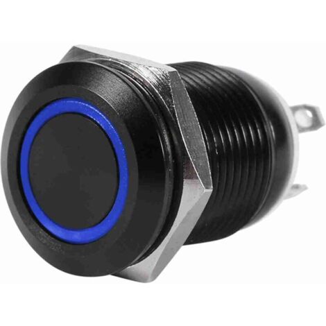 Jeffergarden Interrupteur à bouton-poussoir momentané pour voiture avec éclairage LED 12 mm, boîtier noir, 2 A