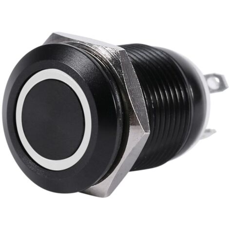 Jeffergarden Interrupteur à bouton-poussoir momentané pour voiture avec éclairage LED 12 mm, boîtier noir, 2 A