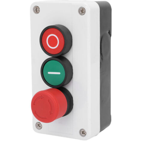 Jeffergarden Interrupteur d'arrêt de démarrage momentané rouge vert 10A 1NC 1NO, boîte de Station à bouton-poussoir d'urgence à verrouillage champignon
