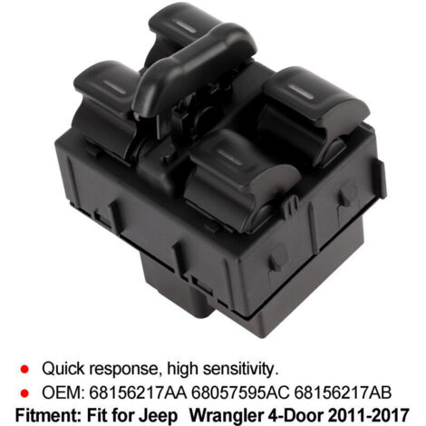 Jeffergarden Interrupteur de commande de lève-vitre électrique 68156217AA de remplacement compatible avec Jeep Wrangler 4 portes 2011-2017