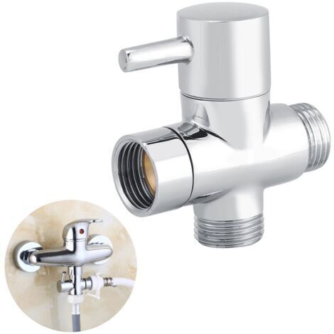 Jeffergarden Inverseur en Forme de T à 3 Voies Vanne d'arrêt Douche Toilette Bidet Pulvérisateur Adaptateur d'eau Couleur Chrome
