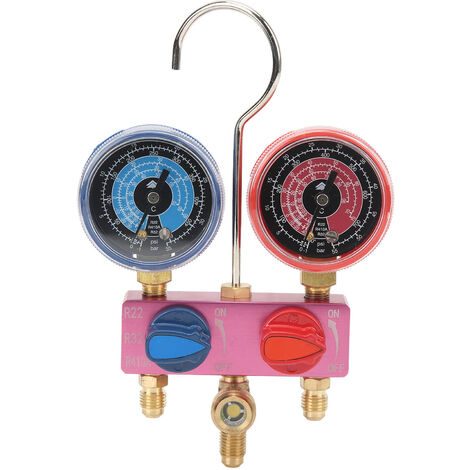 Jeffergarden Jauge de collecteur de Diagnostic Mini G1/4, outil de climatisation à bouton métallique pour réfrigérant R22 R32 R410A
