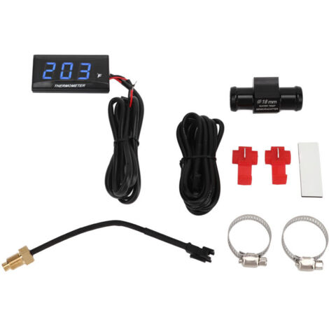 Jeffergarden – Jauge de température d'eau numérique pour moto – Ultra mince – Écran LCD 12V – Avertissement surchauffe – Adaptateur capteur 18mm