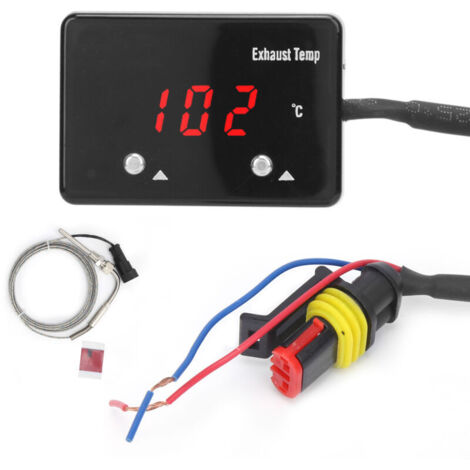 Jeffergarden ‌Jauge numérique température d'échappement‌ – Affichage LED rouge, universelle 12V. ‌Surveillance des performances moteur‌.