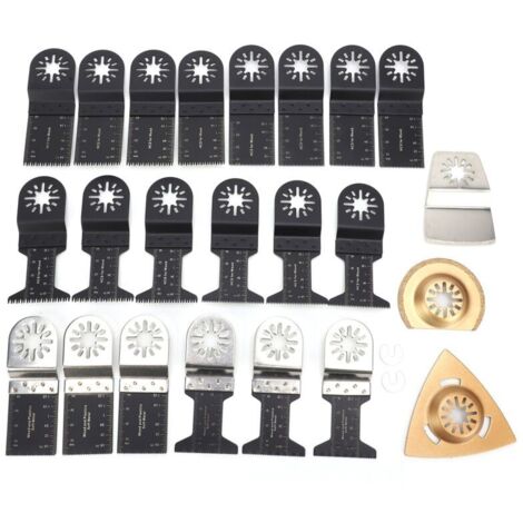 Jeffergarden Jeu de 25 lames de scie oscillantes, outil multifonctionnel de coupe et de polissage en acier à haute teneur en carbone