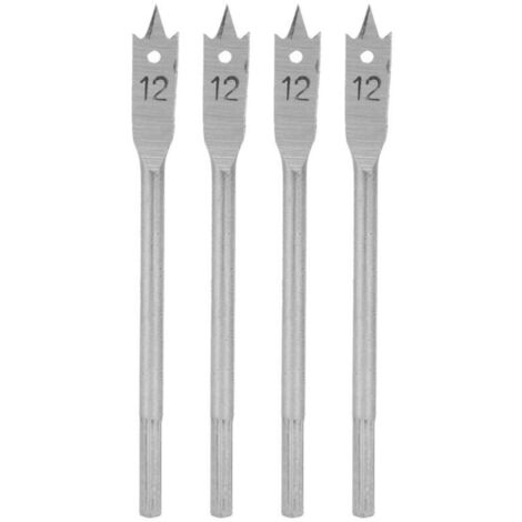 Jeffergarden Jeu de 4 forets plats en acier à haute teneur en carbone pour le travail du bois, 12 mm