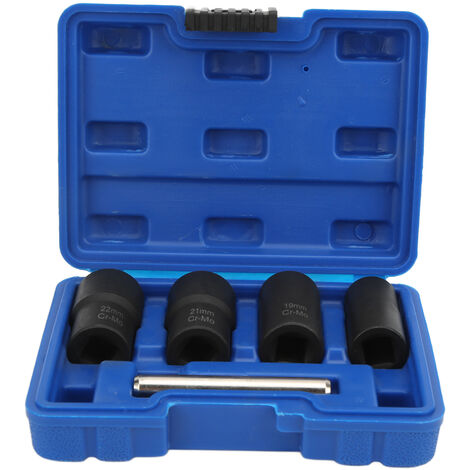 Jeffergarden Jeu de 5 extracteurs de boulons d'écrou, outil d'extraction d'impact à entranement 1/2 pouces 17mm 19mm 21mm 22mm pour l'entretien automobile