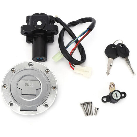 Jeffergarden Jeu de clés de verrouillage de siège de bouchon de gaz de carburant de commutateur d'allumage adapté pour Yamaha YZF R6/ YZF R1/ FZ6/ FZ09/ FZ6R