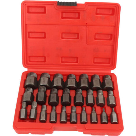 Jeffergarden Jeu d'extracteurs de vis de 25 pièces, acier à haute efficacité, boulons multi-cannelures faciles à retirer, adapté aux outils électriques et manuels