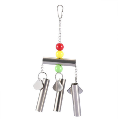 Jeffergarden Jouet cloche en acier inoxydable pour oiseaux, perroquet de taille moyenne et de grande taille, jouet debout, décor de Cage