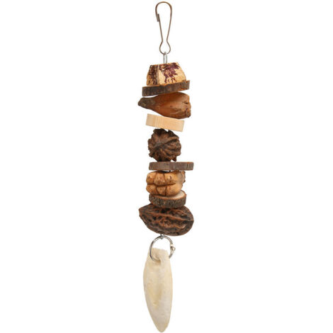 Jeffergarden Jouets à mcher pour oiseaux bouche de broyage os de seiche noix bches suspendues jouet à mcher pour perroquet accessoires pour Cage à perroquets