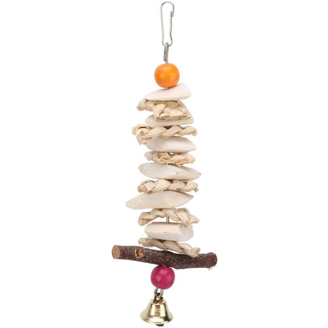 Jeffergarden Jouets en os de seiche, jouets à mcher pour perroquets suspendus avec cloche pour perroquets gris africains, perruche 20cm/7,9 pouces