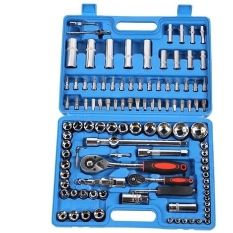 Jeffergarden Kit cliquet 108 pièces 1/4in 1/2in acier CR40 boîte coffret outils manuels