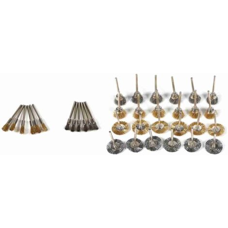 Jeffergarden Kit complet de 36 brosses en laiton et acier pour le polissage et le nettoyage, comprenant un godet et une roue rotative