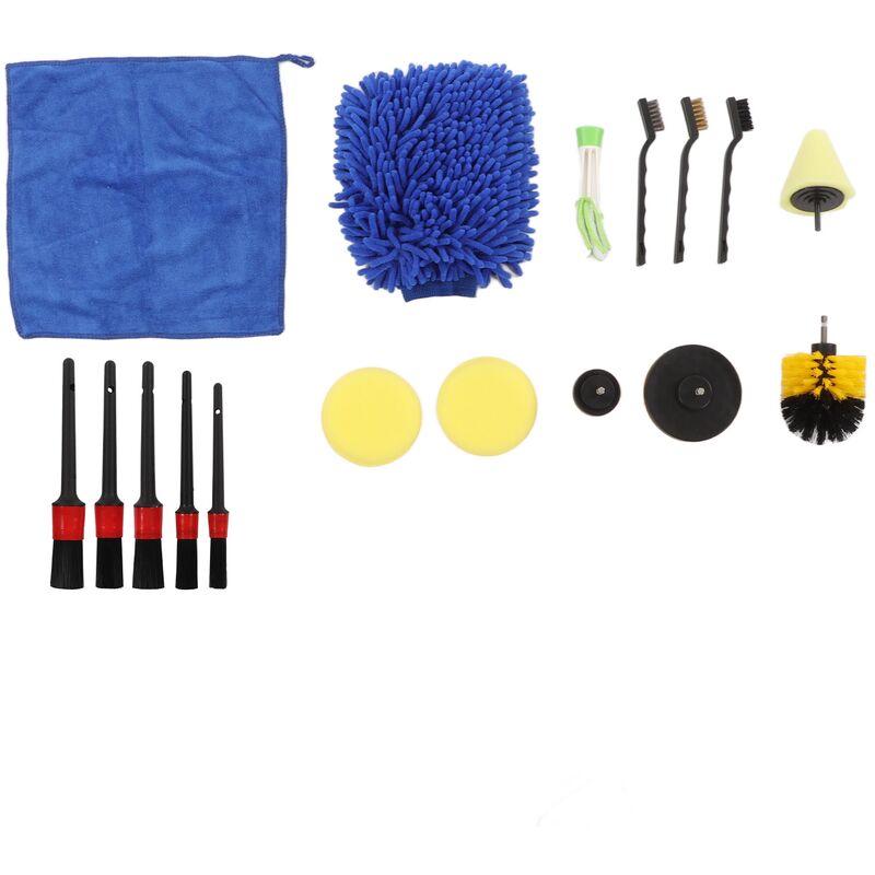 Jeffergarden Kit de brosses de nettoyage de détails automobiles, 17 pièces, brosse professionnelle de nettoyage de détails de voiture pour