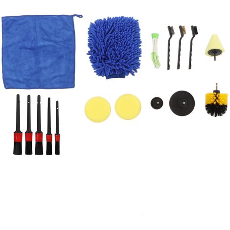 Jeffergarden Kit de brosses de nettoyage de détails automobiles, 17 pièces, brosse professionnelle de nettoyage de détails de voiture pour l'extérieur et l'intérieur des roues