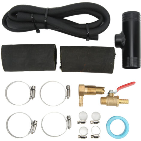 Jeffergarden Kit de connecteur de réservoir de transfert auxiliaire avec pince en T de connecteur de tuyau de carburant 11025 Remplacement pour camions diesel Ford F250 Noir