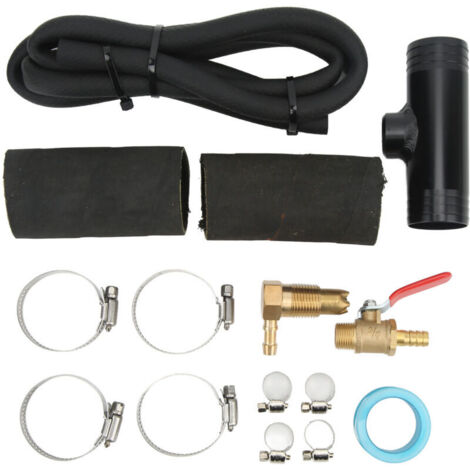 Jeffergarden Kit de connecteur de réservoir de transfert auxiliaire avec pince en T de connecteur de tuyau de carburant 11025 Remplacement pour camions diesel Ford F250 Noir
