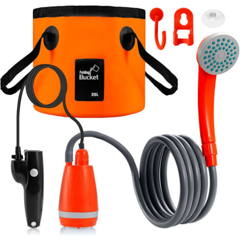 Jeffergarden ‌Kit de Douche de Camping Portable Extérieur – Débit d'Eau 2.5-3.5L/min, Tuyau 2m, Charge USB, Autonomie 30-60min‌