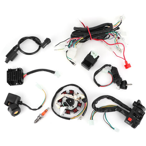 Jeffergarden Kit de faisceau de câbles complet , Kit de stator CDI de faisceau de câbles de faisceau de câbles électrique pour 150CC 200CC 250CC 300CC ATV QUAD