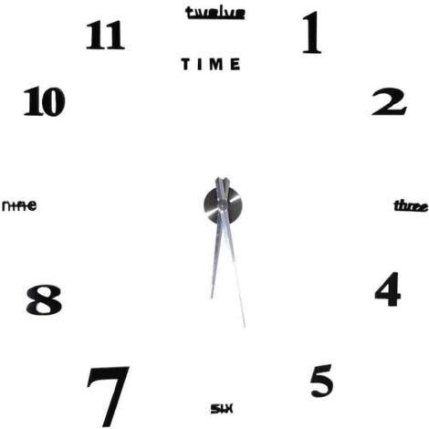 Jeffergarden Kit de grande horloge murale bricolage moderne autocollant de surface de miroir 3D pour la salle de bureau à domicile