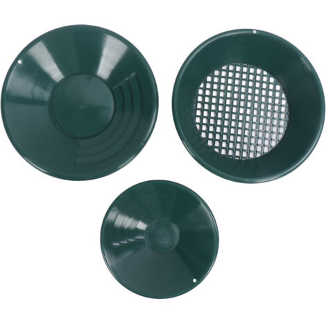 Jeffergarden Kit de lavage de 3 batées d'or en plastique ABS, outils de prospection ronds à main
